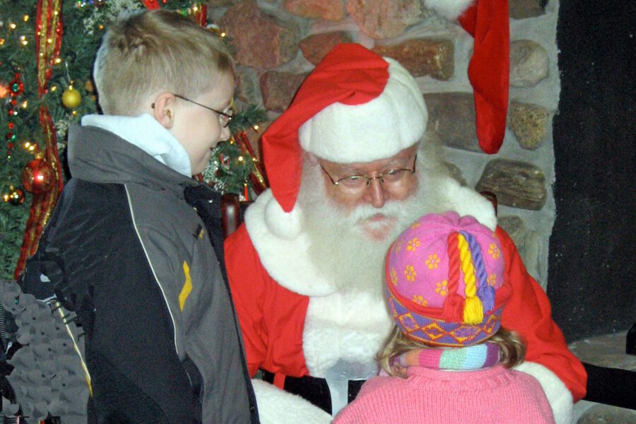 santa with two children