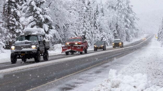 cars on a snowy road