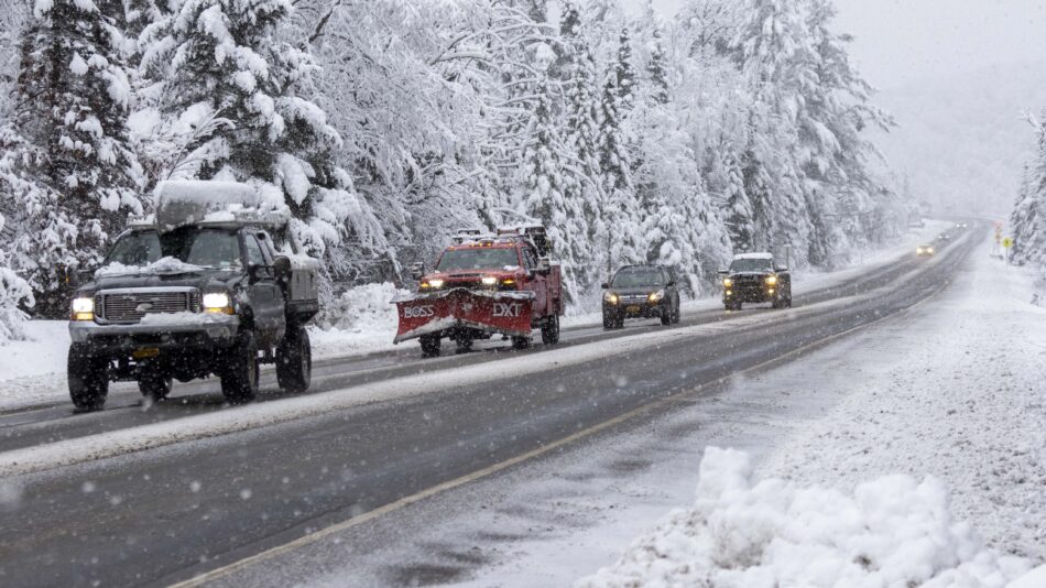 cars on a snowy road