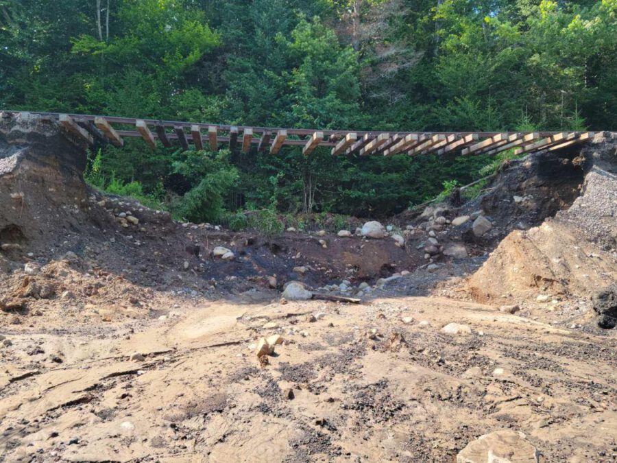 railroad track over washed out section