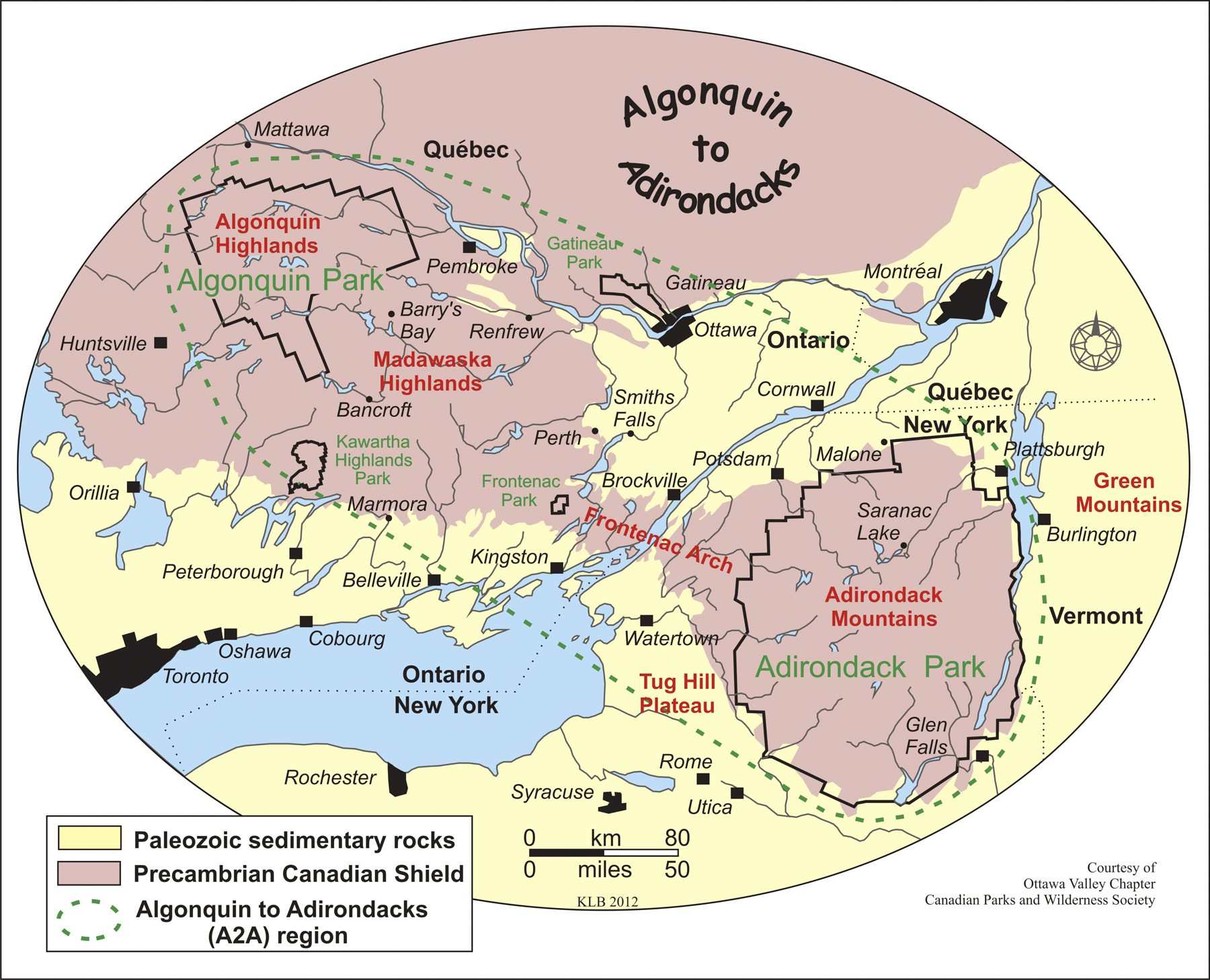 Algonquin to Adirondacks corridor map
