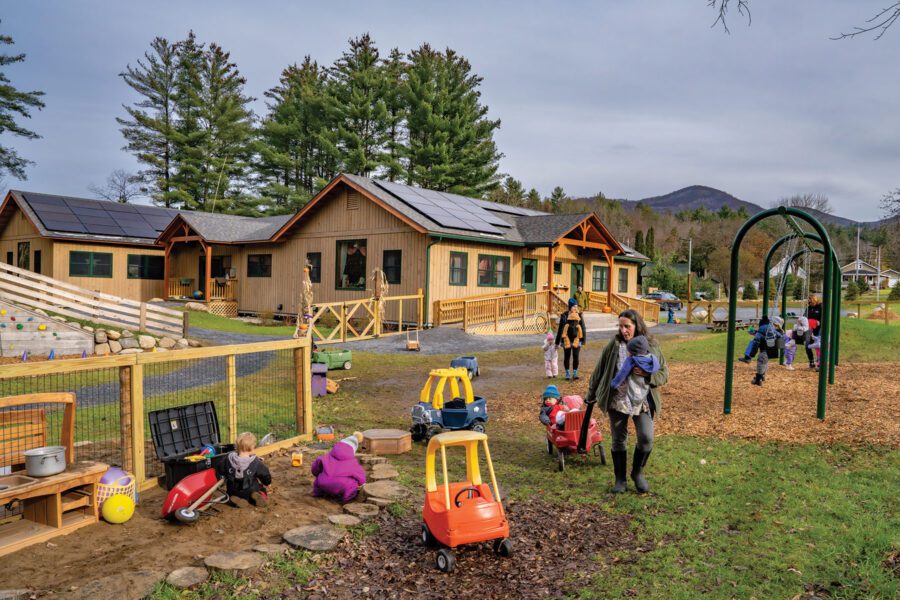 Teachers and students with the Infant and Toddler program at Little Peaks Preschool and Early Childhood Center in Keene.