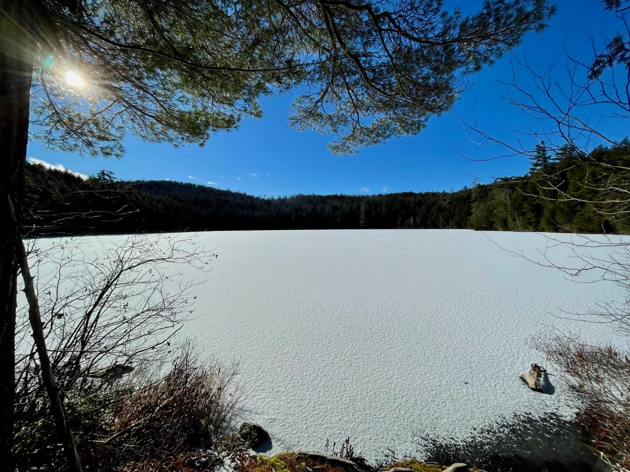 Chalis Pond with a frosting of snow.