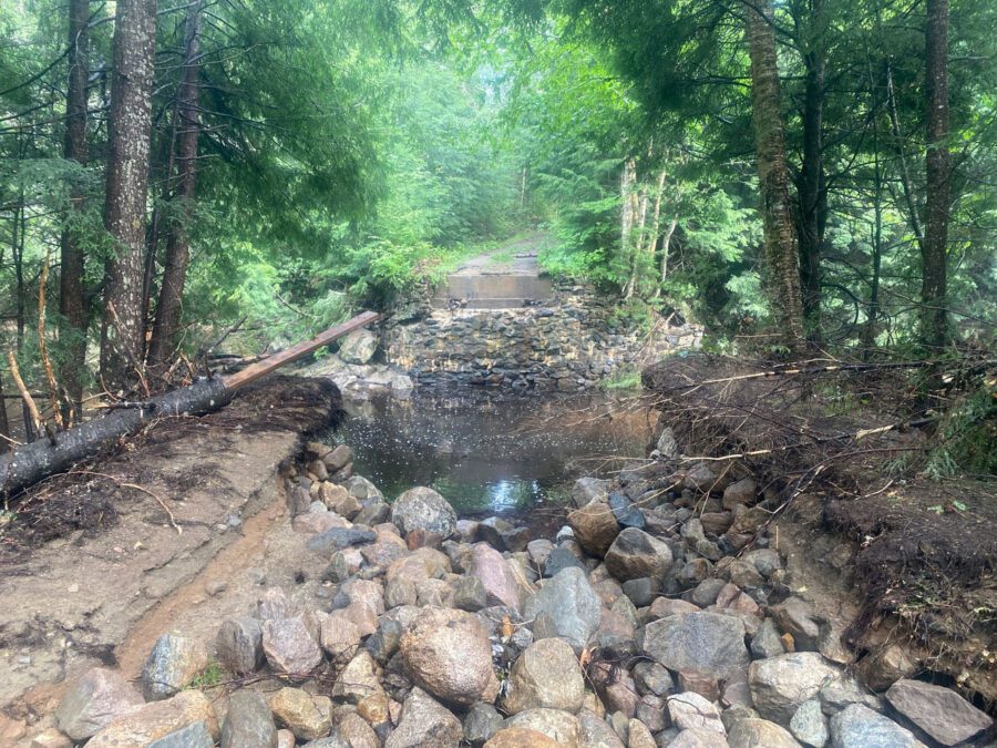 washed out bridge in newcomb