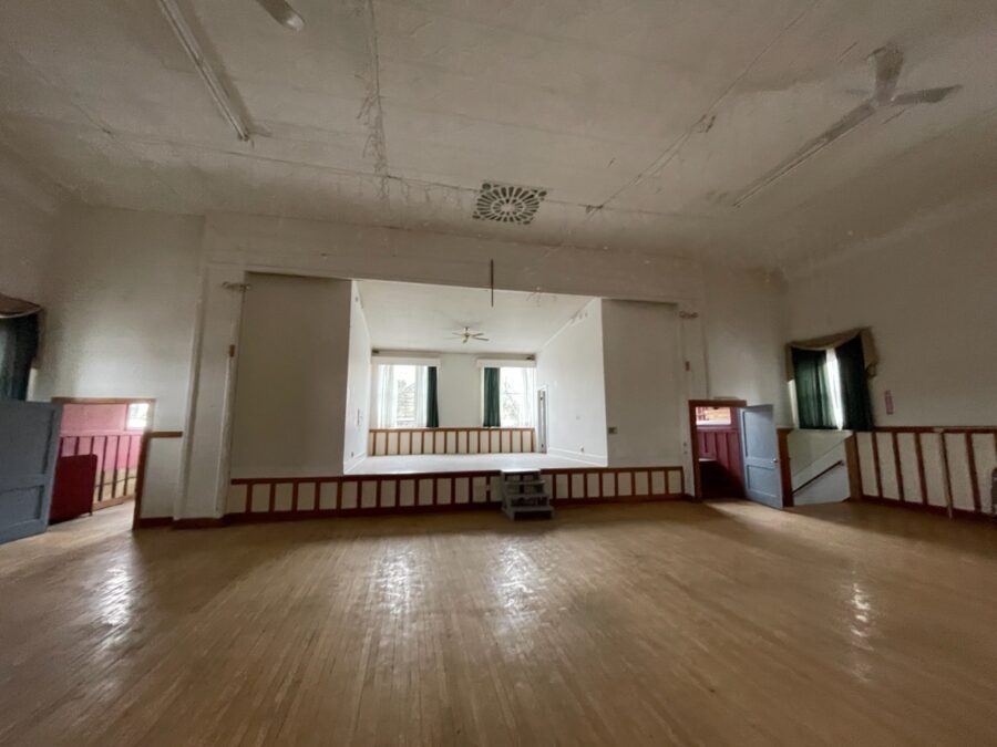 big empty room, grand hall on the third floor of the Knights of Columbus building in Ticonderoga that advocates hope will become a performing arts center.