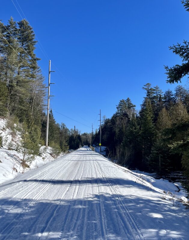 The Adirondack Rail Trail on a clear winter day.