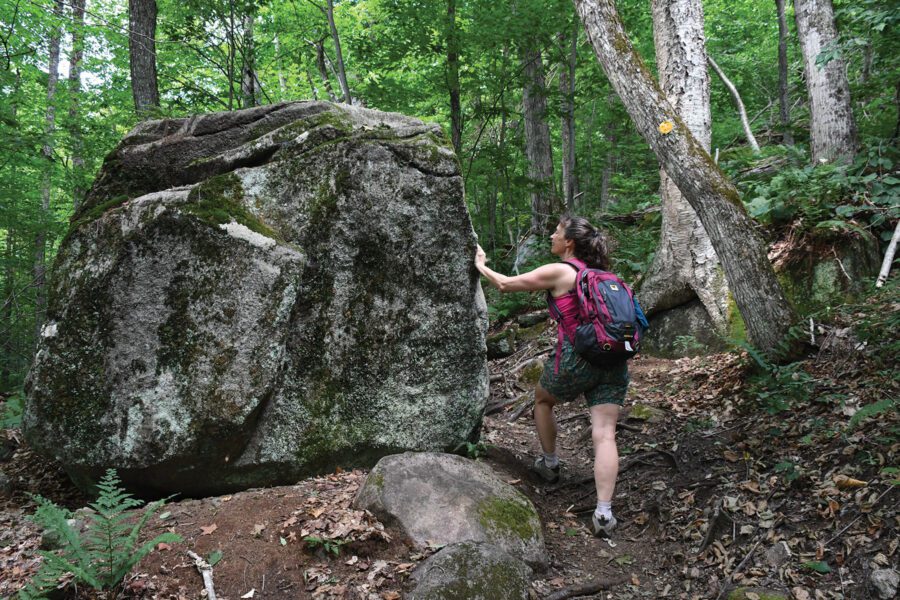 The Moxham 
trail is adorned 
with glacial erratics. 