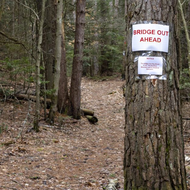 The trail to Scarface Mountain is closed to the summit due to a unsafe bridge. Photo by Mike Lynch
