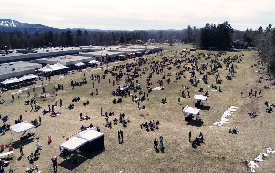 aerial show of eclipse viewing event in tupper lake