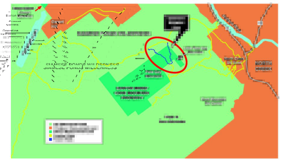 A map of the Gore Mountain area and easement donated by Barton Mines.