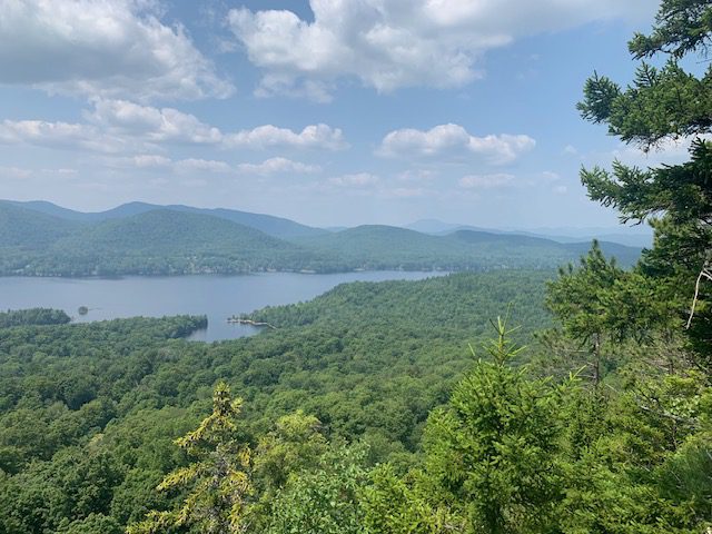 A view of Norman's Cove on Indian Lake from Baldface Mountain