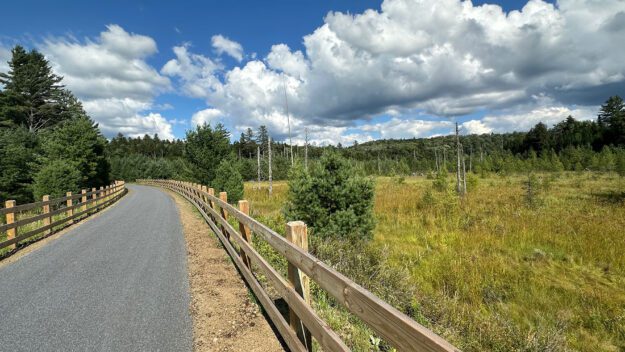 Phase 2 of the Adirondack Rail Trail passes a number of wetlands en route to Floodwood Road.