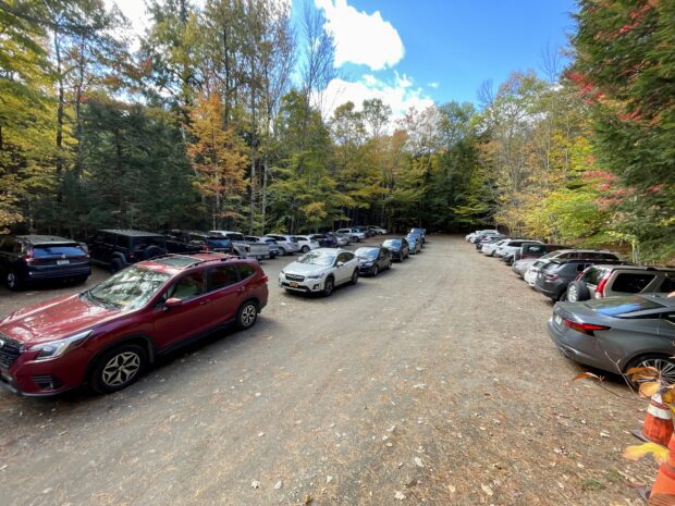 The Garden trailhead, filled to capacity on a fall weekday afternoon.