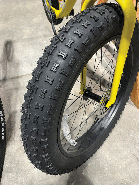 Tread of a fat tire bike. Photo by Phil Brown