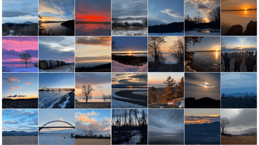 A collage of Chris Maron's daily sunrises taken from his Instagram.