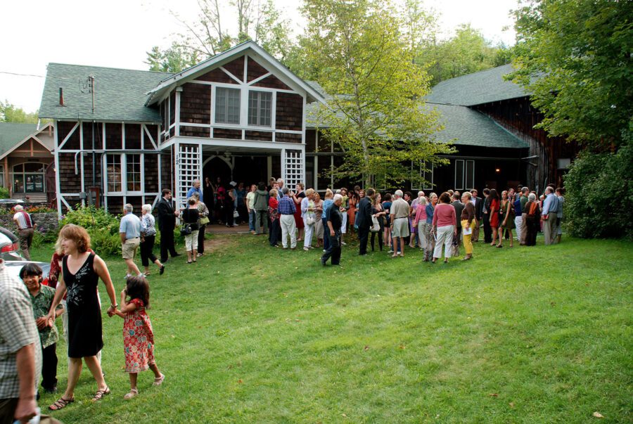 Patrons on the lawn outside the Seagle Festival