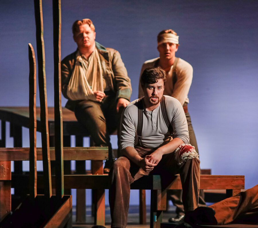 Three men on a stage at Seagle Festival in Schroon Lake