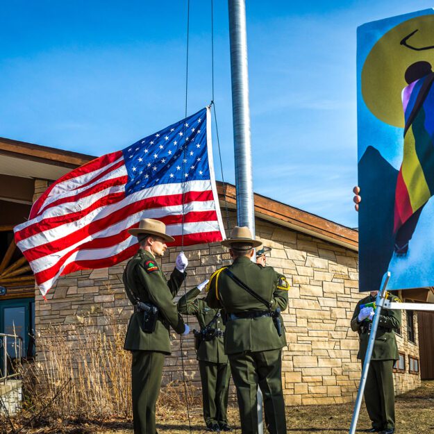 a flag ceremony for deceased forest ranger robbi mecus