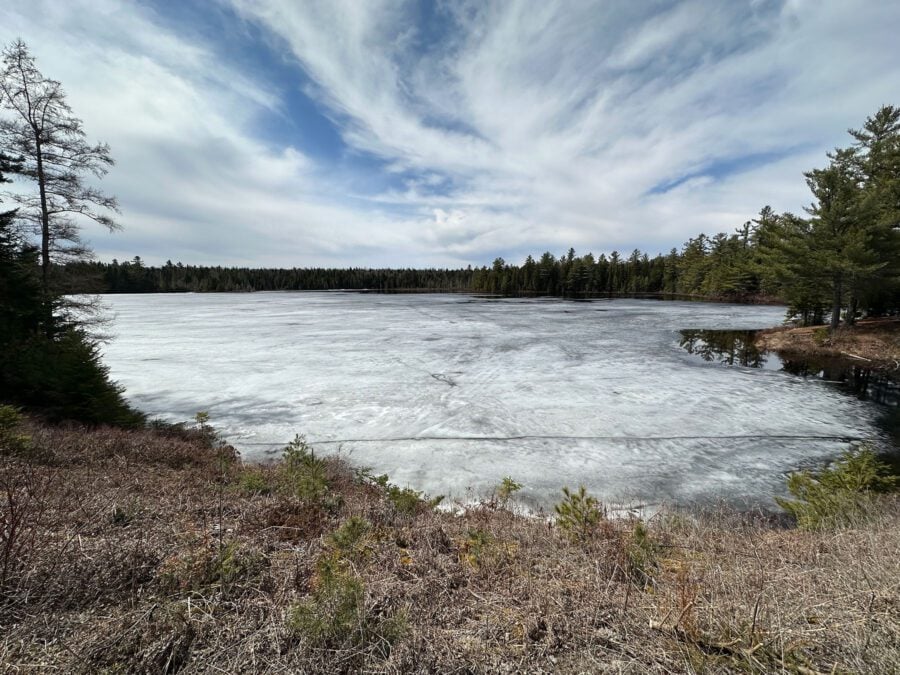 Hope Pond, still covered in ice
