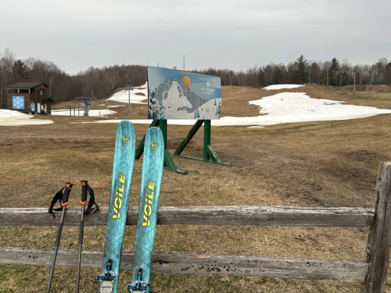 A ‘3-helmet day’ of biking, climbing and skiing in spring in the Adirondacks