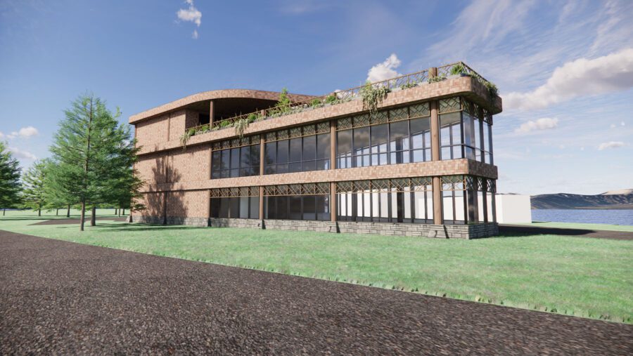 A computer rendering of a building
