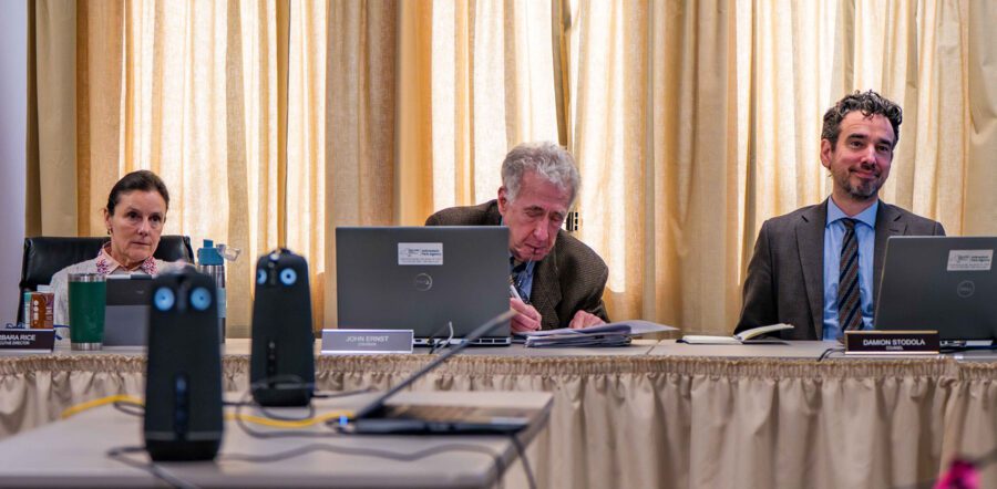 three Adirondack Park Agency leaders at a meeting