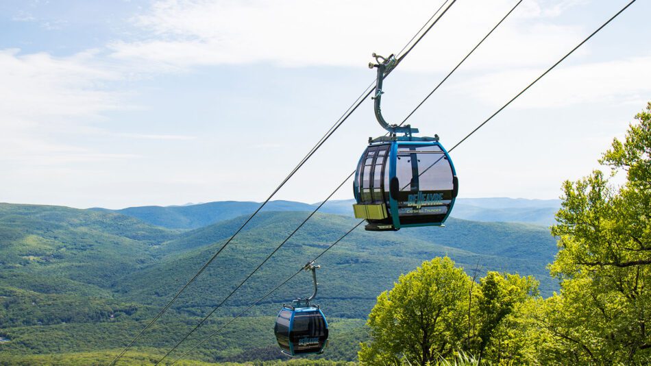 Gondola cars at Belleayre in the summer