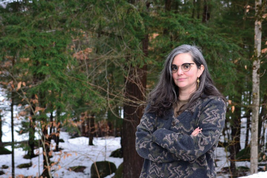 Woman in the snowy woods