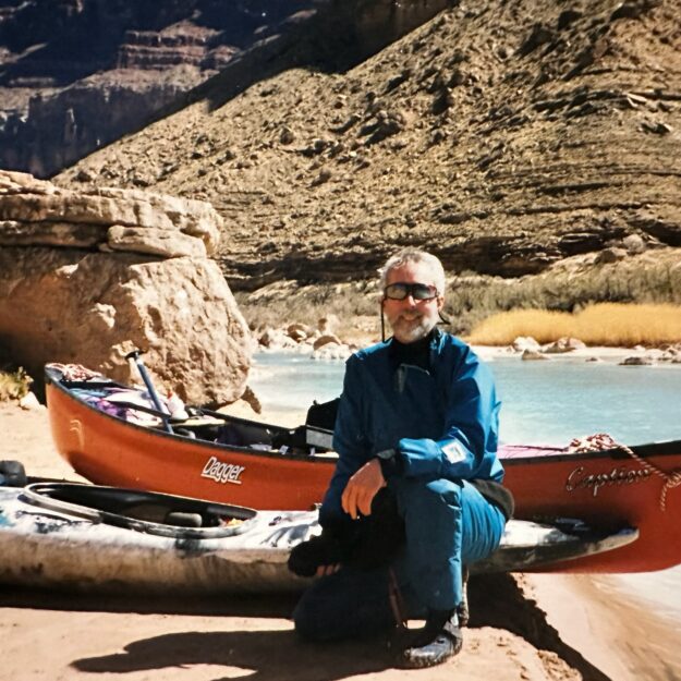 man with a canoe in the Grand Canyon