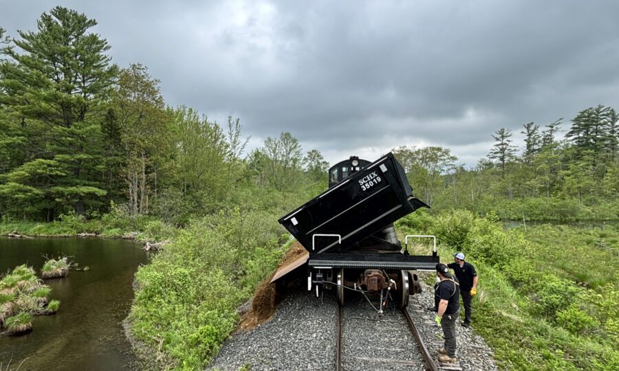 Train dumping on the rail line