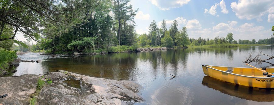 flat water and a canoe