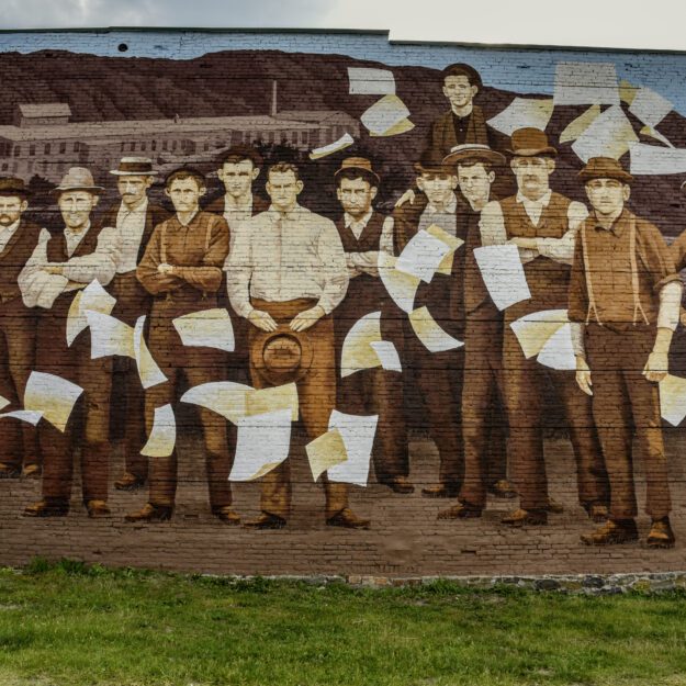 A mural by Indiana artist Tim Parsley is seen in downtown Ticonderoga. Photo provided by the Essex County Land Bank