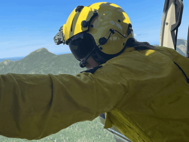 Haystack hoist from helicopter. Courtesy of DEC.