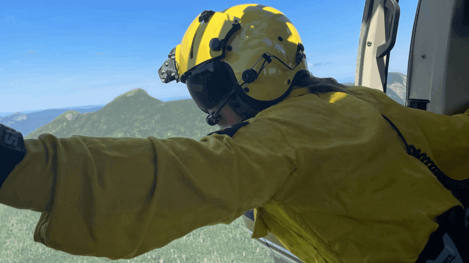 Haystack hoist from helicopter. Courtesy of DEC.