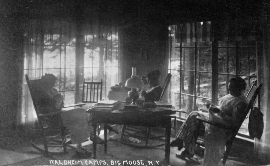 black and white photo from inside one of the Waldheim cottages