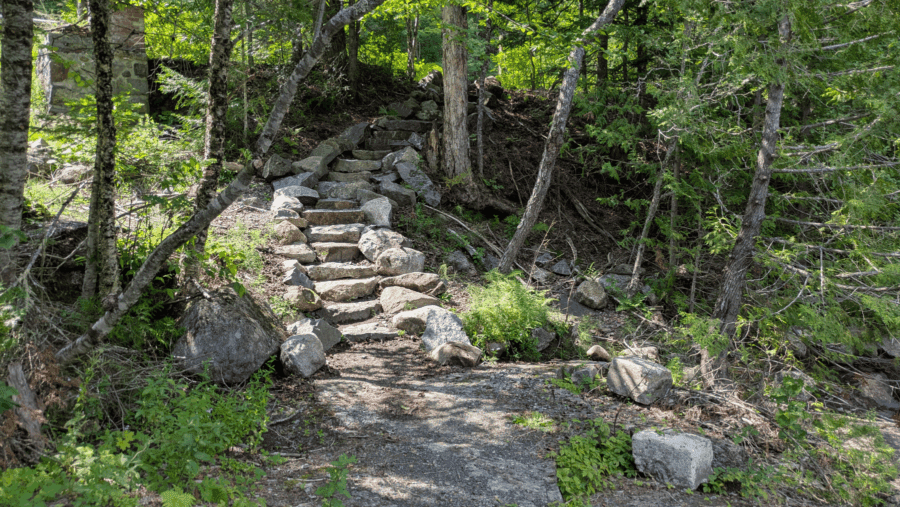 Stone staircase at Adirondac Upper Works Upper Works Trail