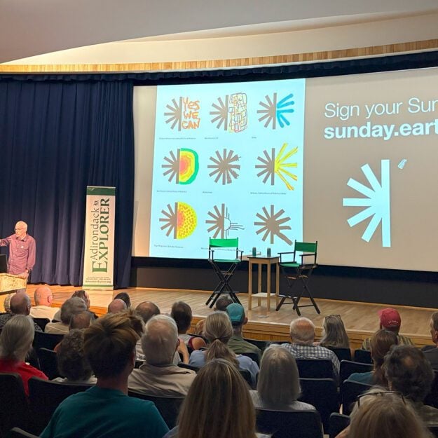 Author Bill McKibben talking about solar power at the Wild Center