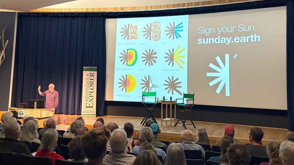 Author Bill McKibben talking about solar power at the Wild Center