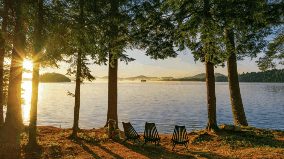 Sunset lake view at Camp Iroquois