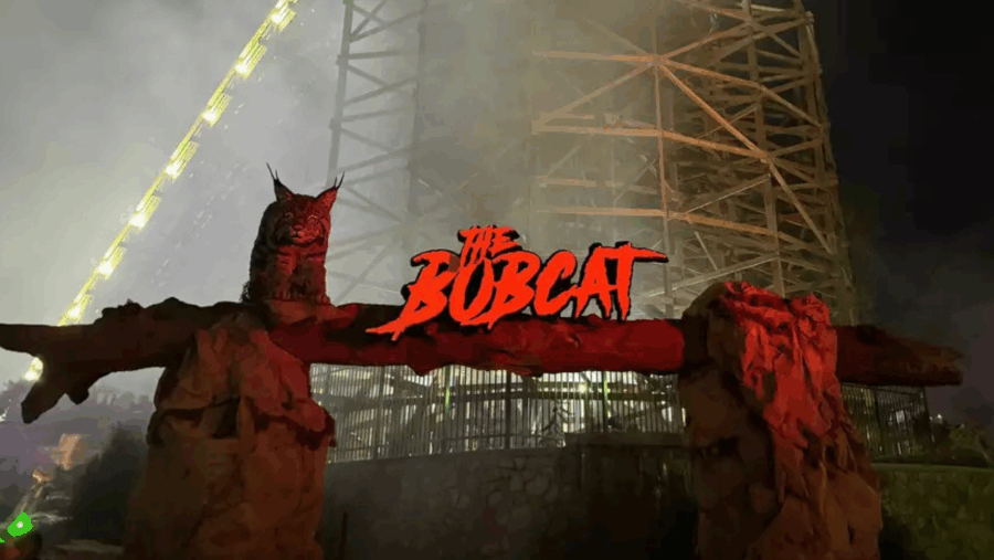 The Bobcat ride sign at Great Escape amusement