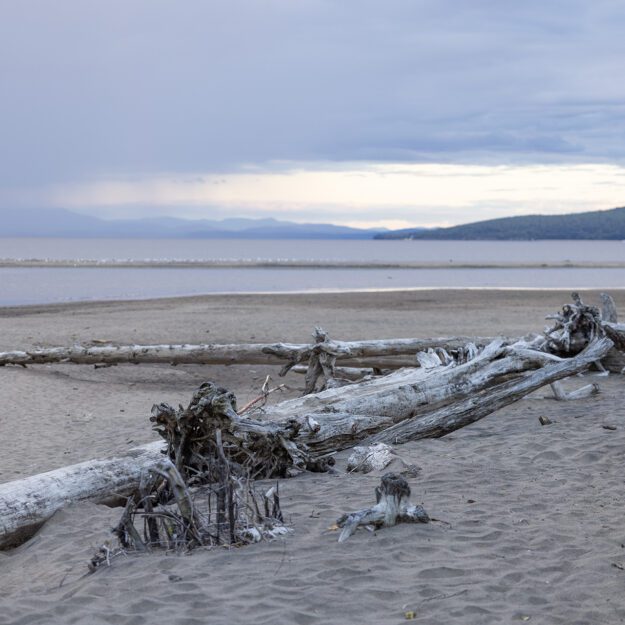 Lake Champlain water levels are much lower than normal for this time of year due to a recent drought. Shown here is the mouth of the Ausable River at Ausable Point in late August. Photo by Mike Lynch