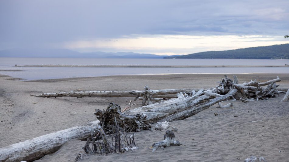 Lake Champlain water levels are much lower than normal for this time of year due to a recent drought. Shown here is the mouth of the Ausable River at Ausable Point in late August. Photo by Mike Lynch