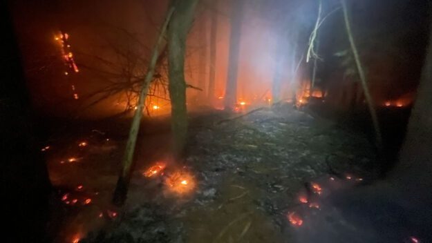 forest fire in lake luzerne