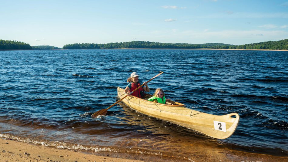 Betsy and Sylive paddling on the raquette river at carry falls reservoir